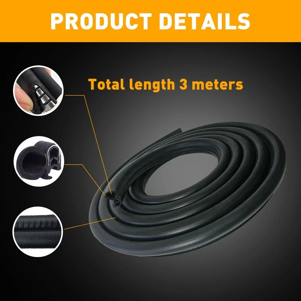 Universal Rubber Seal Weather Strip for Auto Door Window Lock Trunk Edge Trim