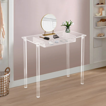 Acrylic Makeup Vanity Desk for Clear Vanity Table with Drawer