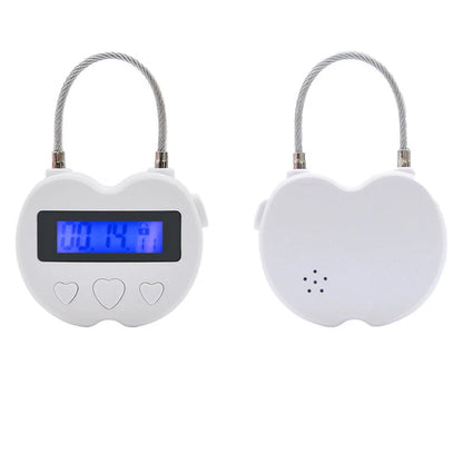 2X White USB Rechargeable Smart Times Lock LCD Display Timer Padlock