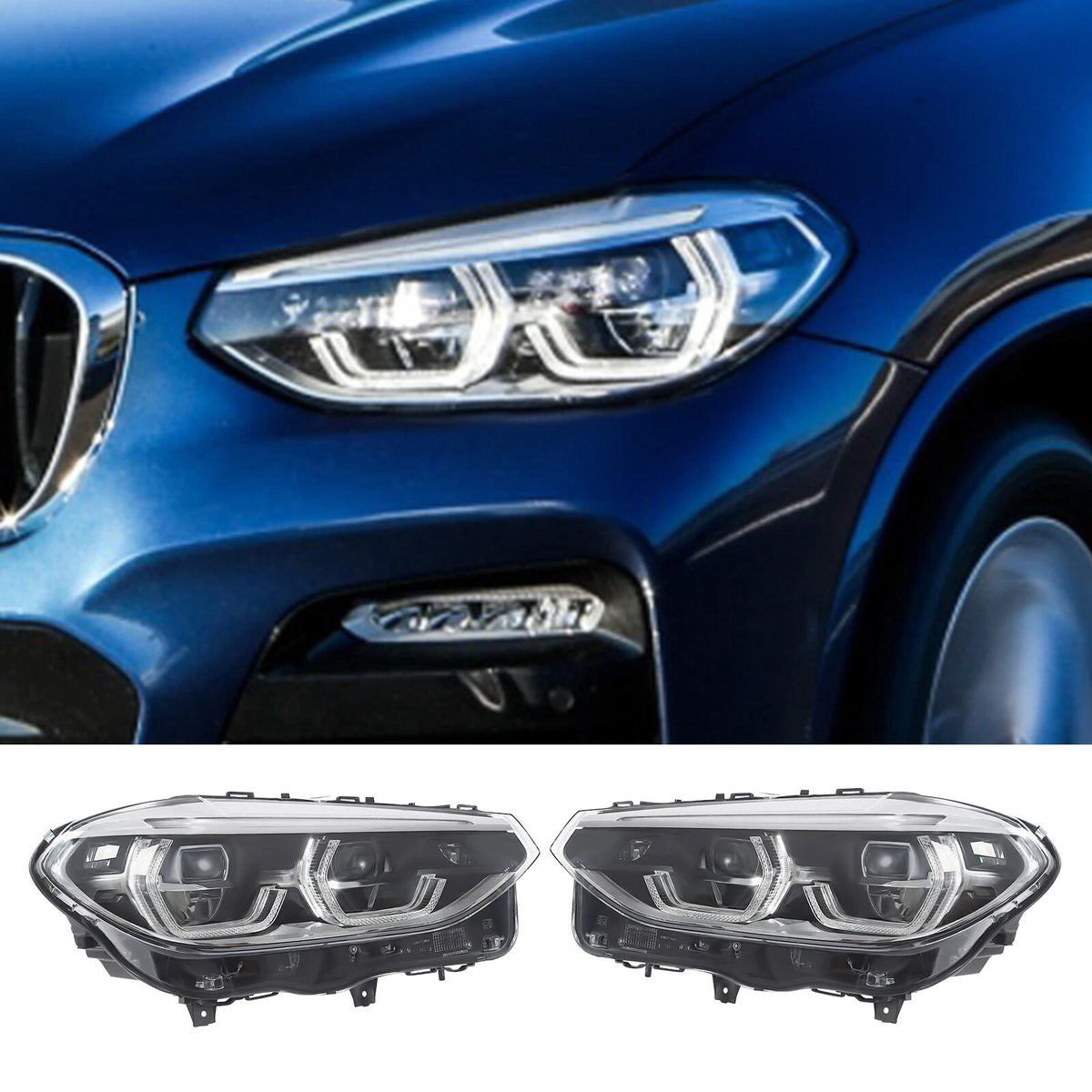 Pair of LED Adaptive Headlights for BMW X3 X4 (2018–2021) 8739654 8739658
