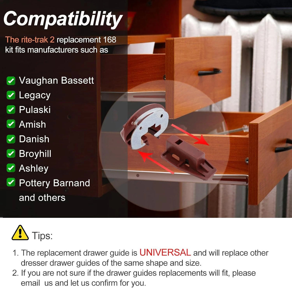 Set of 5 Drawer Slides for Kenlin Rite-Trak II