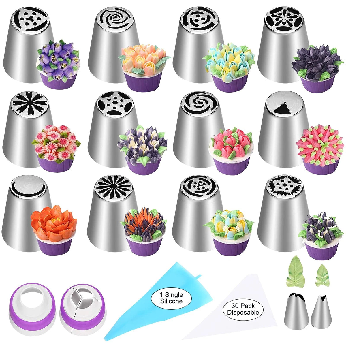 47 Pcs Piping Tips Set for Cake Decorating (No Part Numbers)