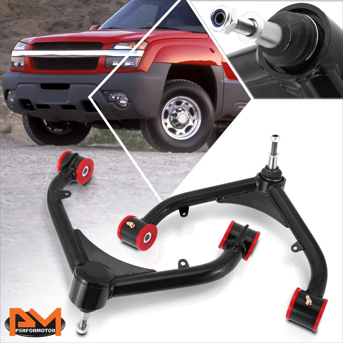 Set of 2 J2 Black 2-4" Lift Front Upper Control Arms for Silverado 99-13