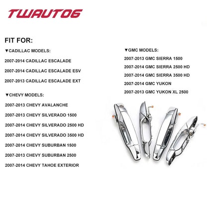 Set of 4 Chrome Handle Set for Cadillac Escalade EXT GMC Yukon XL Chevy Suburban (2007–2013)