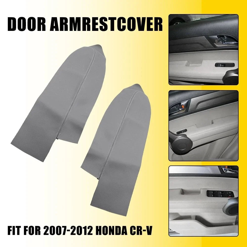 2X Leather Front Door Panels Armrest Cover for Honda CR-V (2007–2012) Gray