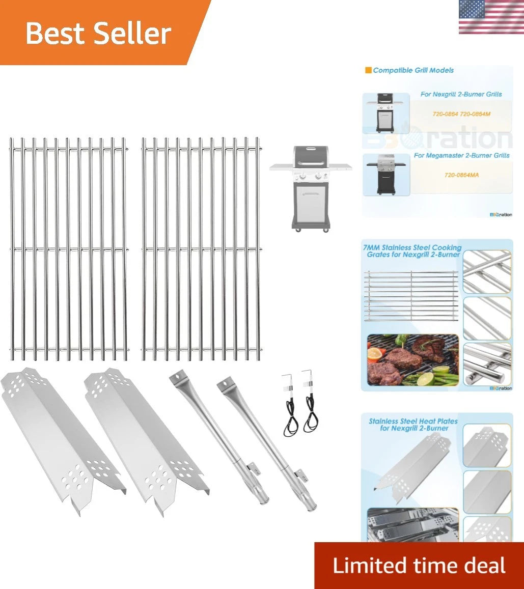 Set of 2 Stainless Steel Grill Replacement Parts for 2-Burner Grills
