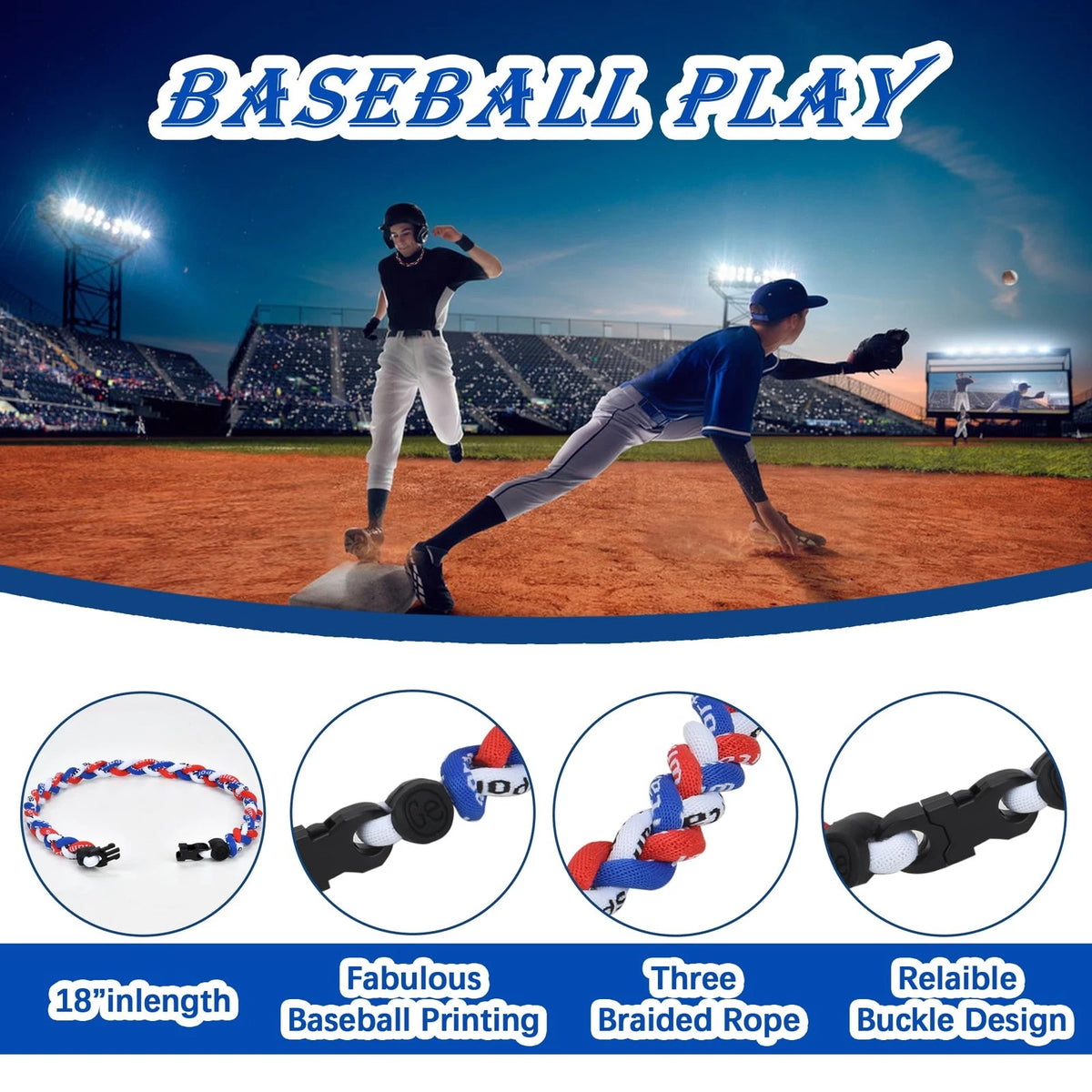 12 Pack Baseball Necklaces for Boys - 18 Inches, Orange, Black, White