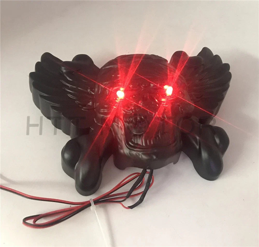 Black Skull Head Horn Cover with Red Light for Harley V-Rod (1992–2020)