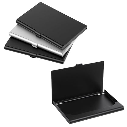 3X Metal Business Card Holder Case for Slim Black & Silver