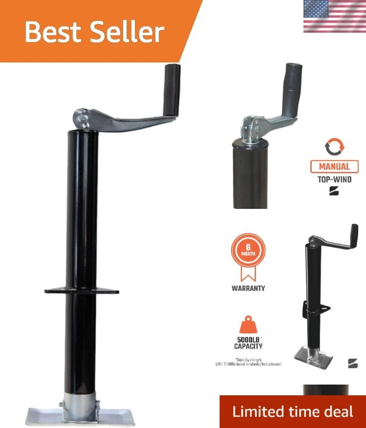 Top-Wind Trailer Jack for RVs, Boats & Campers (5000 lb, 14.8" Lift)