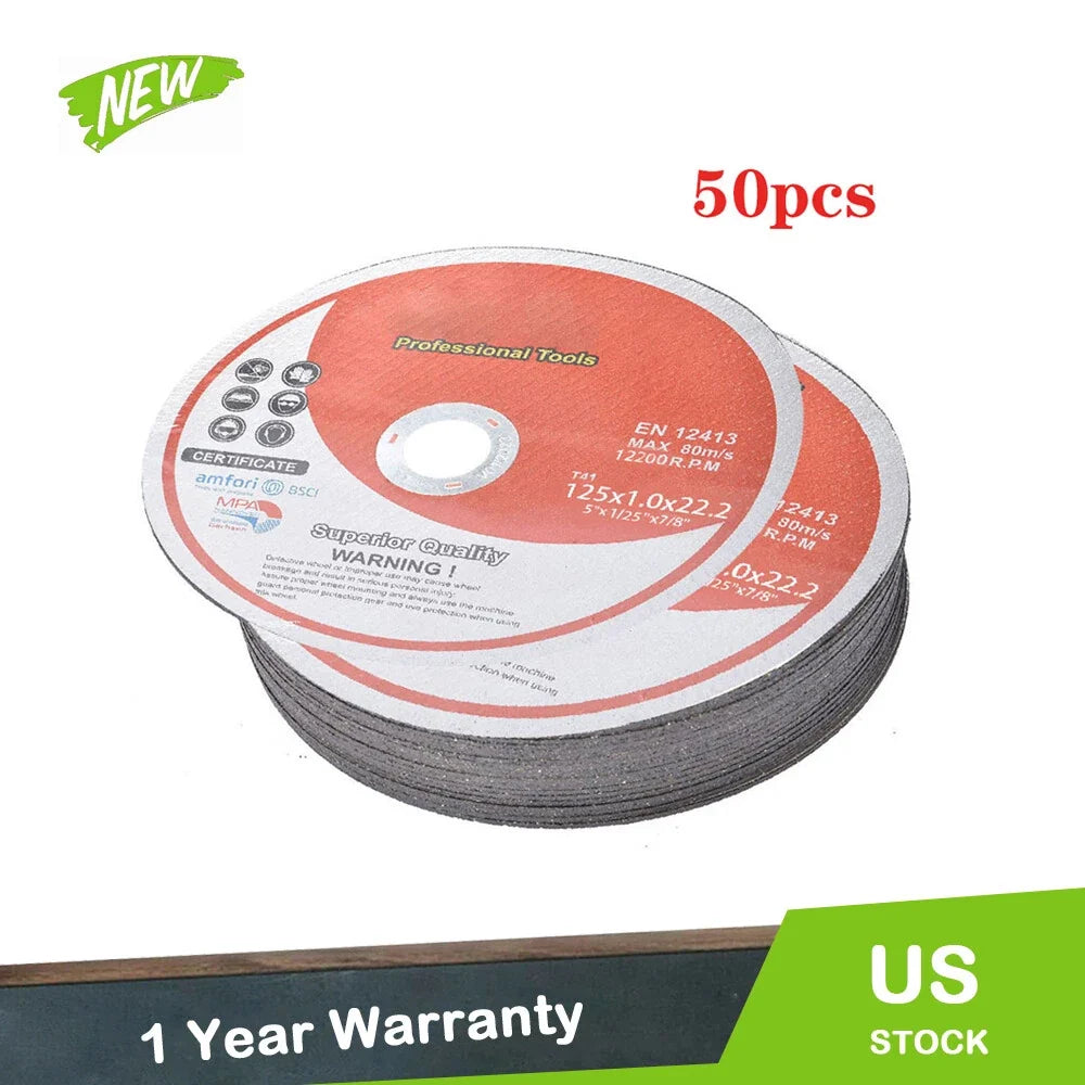 Cutting Discs for Metal & Stainless Steel (50 Pack, 5"x.040"x7/8")