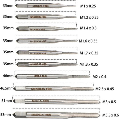 10pcs Micro Taps Bit Set for M1-M3.5 HSS Mini Metric