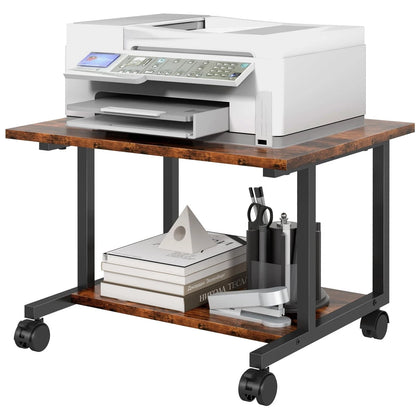 2-Tier Mobile Rolling Printer Stand for Under Desk