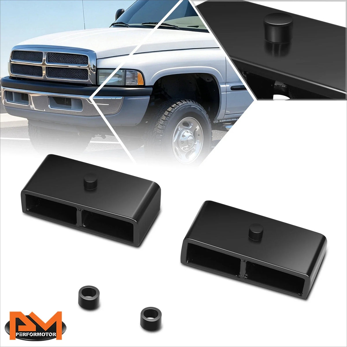 Set of 2 Rear Leaf Spring Leveling Lift Blocks for Dodge Ram 1500-3500 (1994–2002)