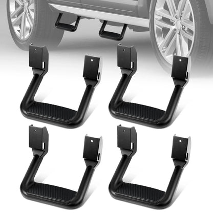 Set of 4 Black Powder-Coated Cast Aluminum Side Steps for Ford/Chevy/GMC/Dodge