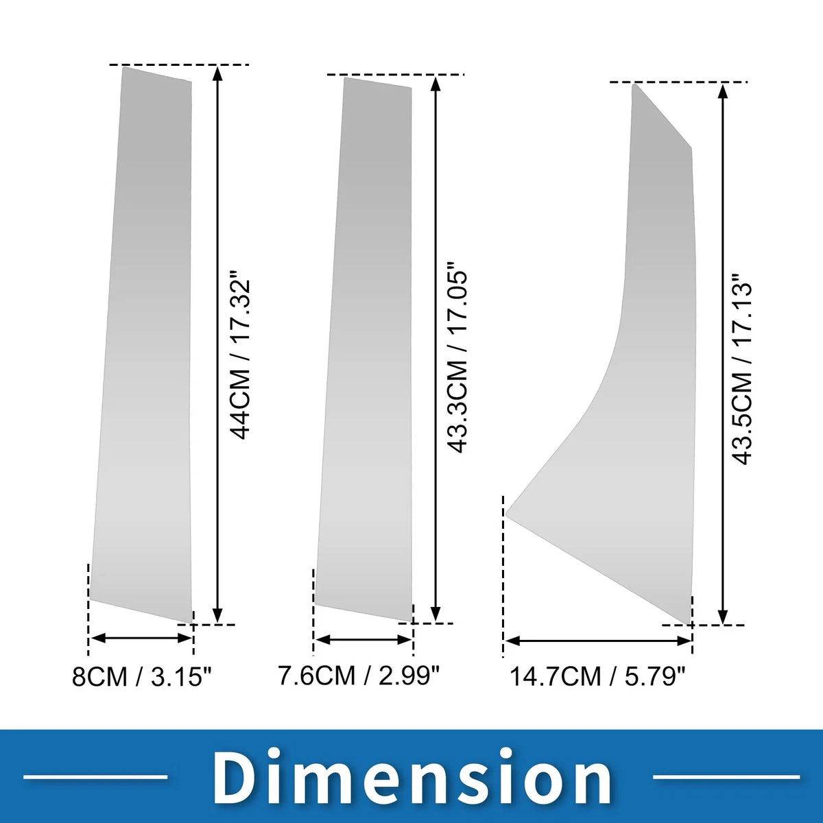 Set of 6 Door Pillar Window Trim for Ford Focus (2008–2011) Silver Tone