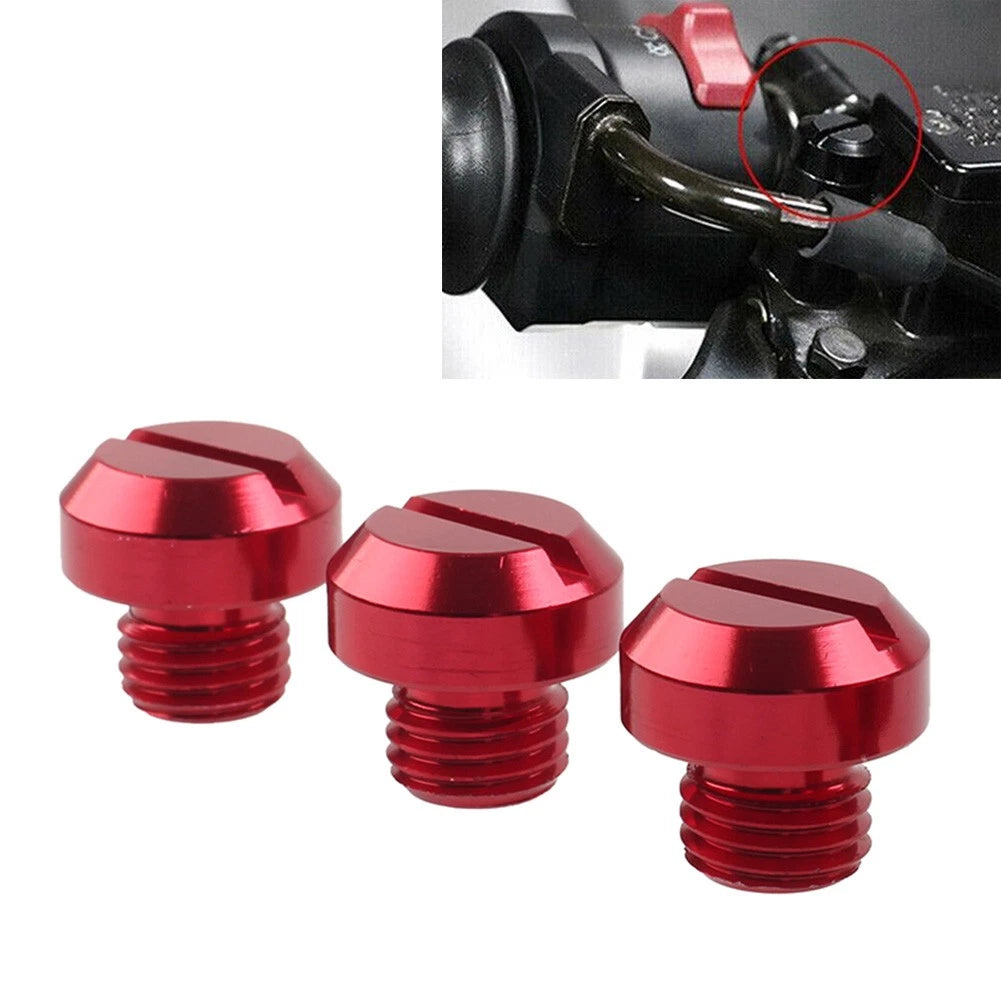 3X M10x1.25 Motorcycle Mirror Hole Blanking Plugs Red