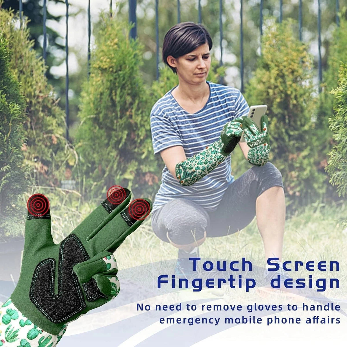Set of 2 Rose Pruning Gloves for Women with Reinforced Fingertips