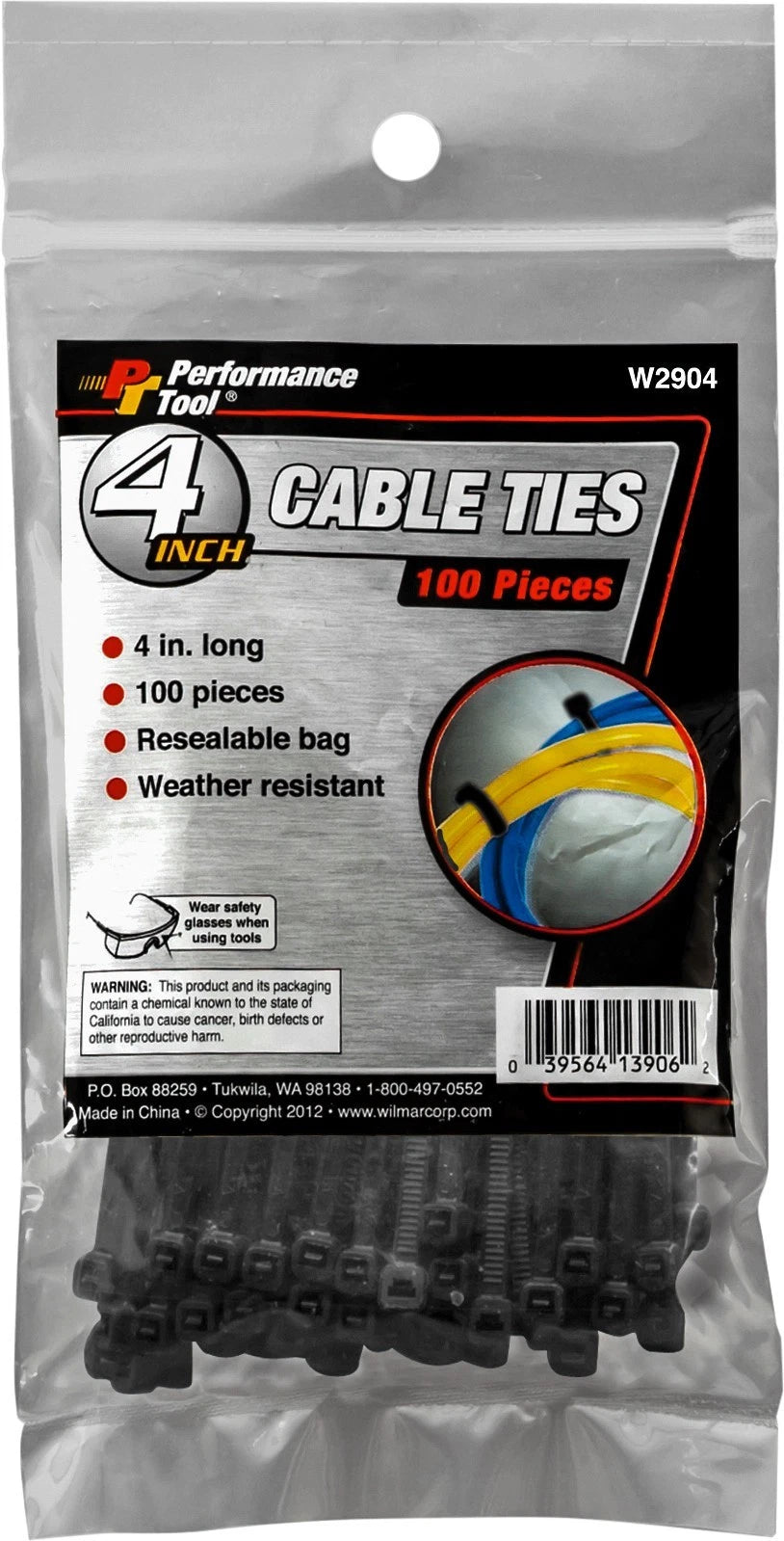 Set of 100 Cable Ties 4" for Performance Tool W2904