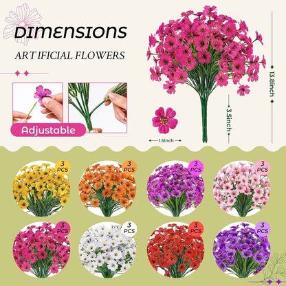 Set of 4 UV Resistant Artificial Outdoor Flowers for Garden Decor