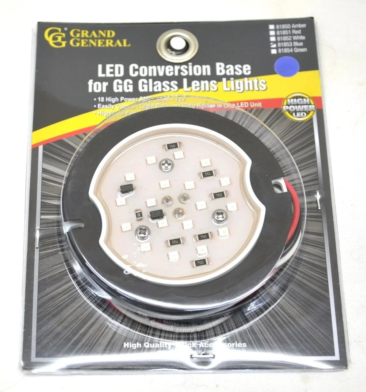 Glass Lens Conversion Light Base for (2018–2023) 81853, 3 Wire, Blue SMD LEDs
