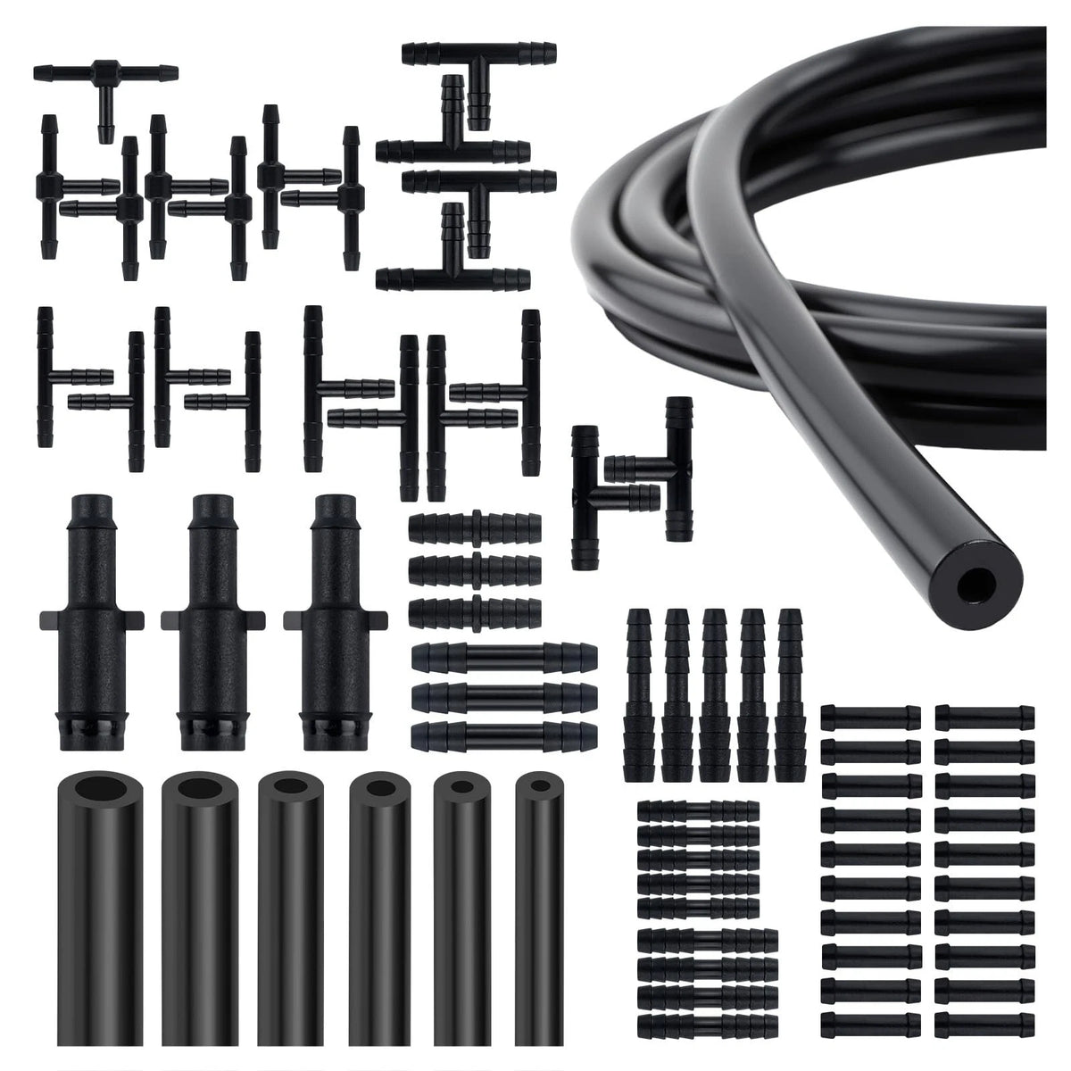 6X 5Ft Silicone Vacuum Hose Kit with 64 Connectors for Universal Use