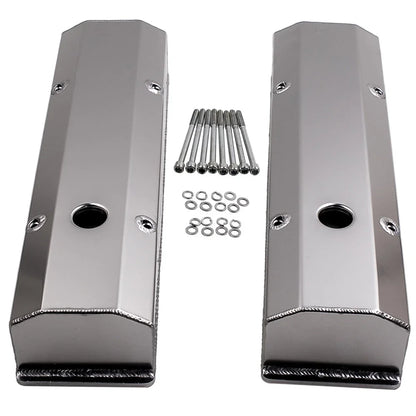 Pair of Fabricated Aluminum Valve Covers for Chevy 283 302 350 400