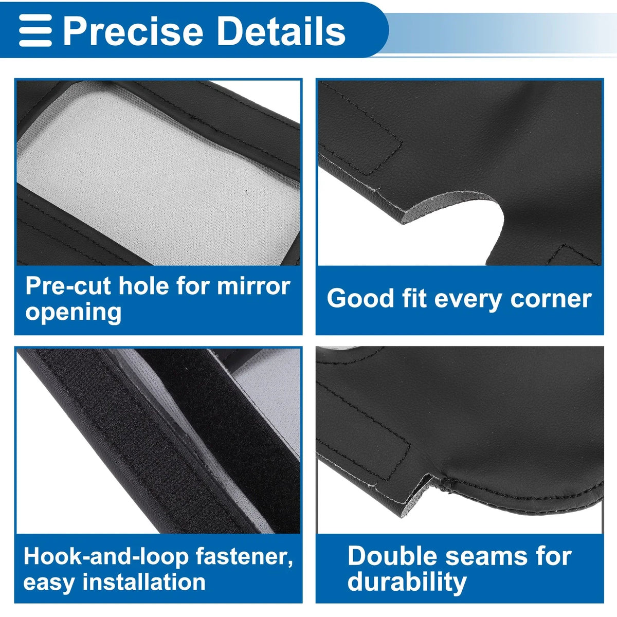 Sun Visor Cover Set for Ford Mustang (1994–2004) Left Right Side Leather Black