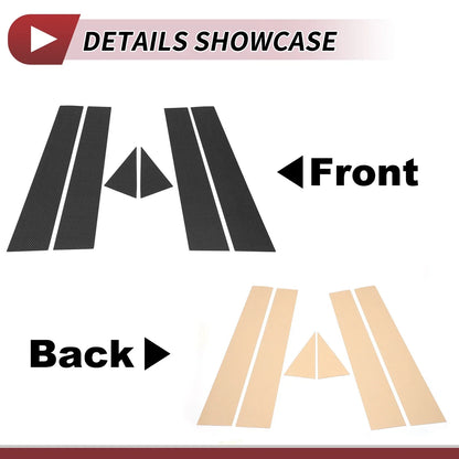 6 Pcs Door Pillar Window Trim for Audi Q3 (2015–2019) Carbon Fiber Black