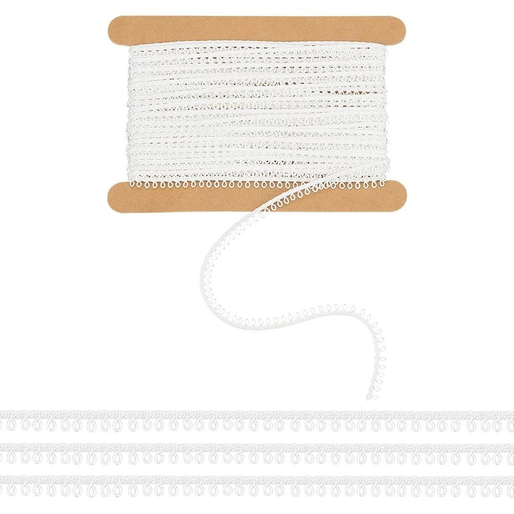 Picot-Edge Lace Trim 1/8" for Various Applications (10 Yards, White)