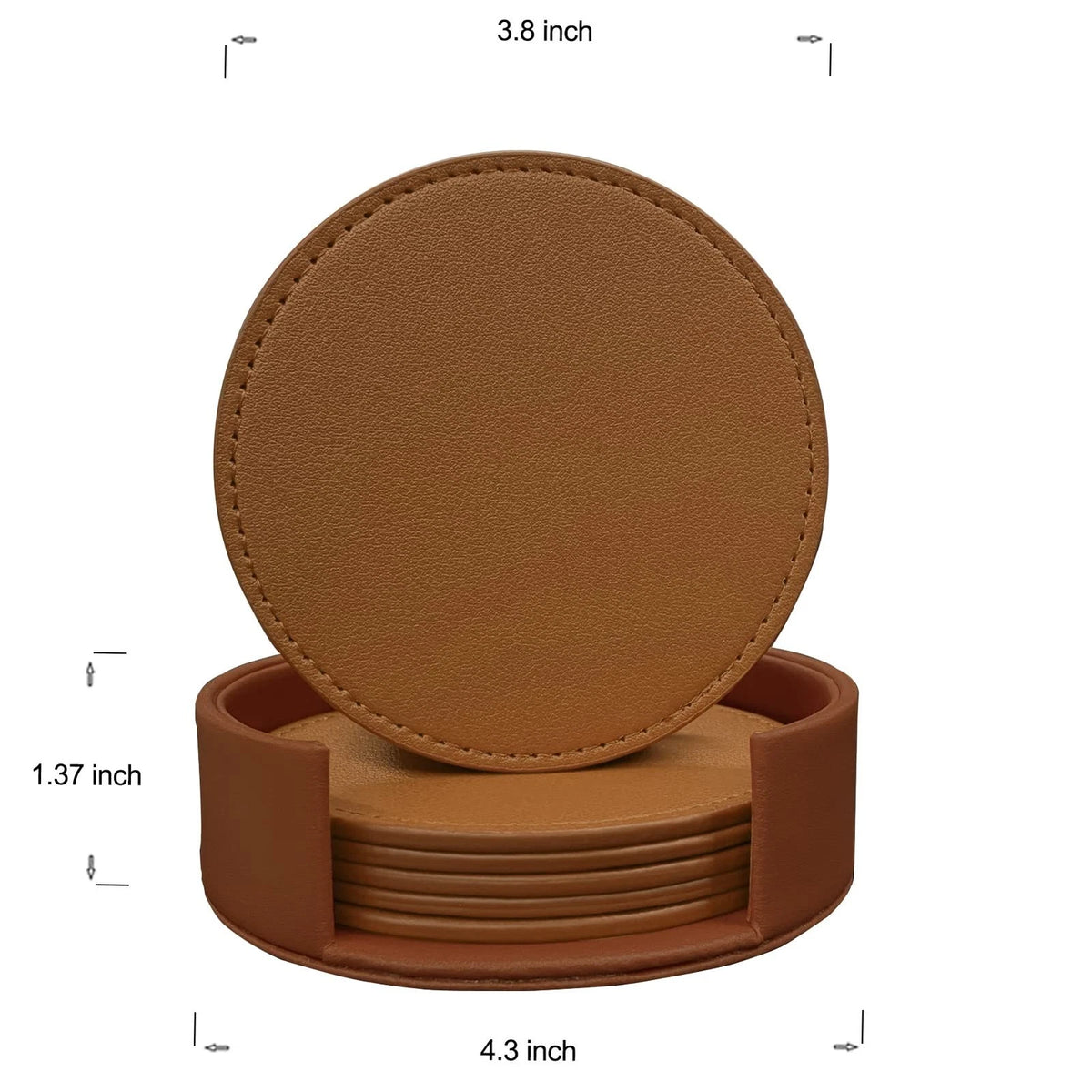Set of 6 Soft Leather Round Drink Coasters for Home Use