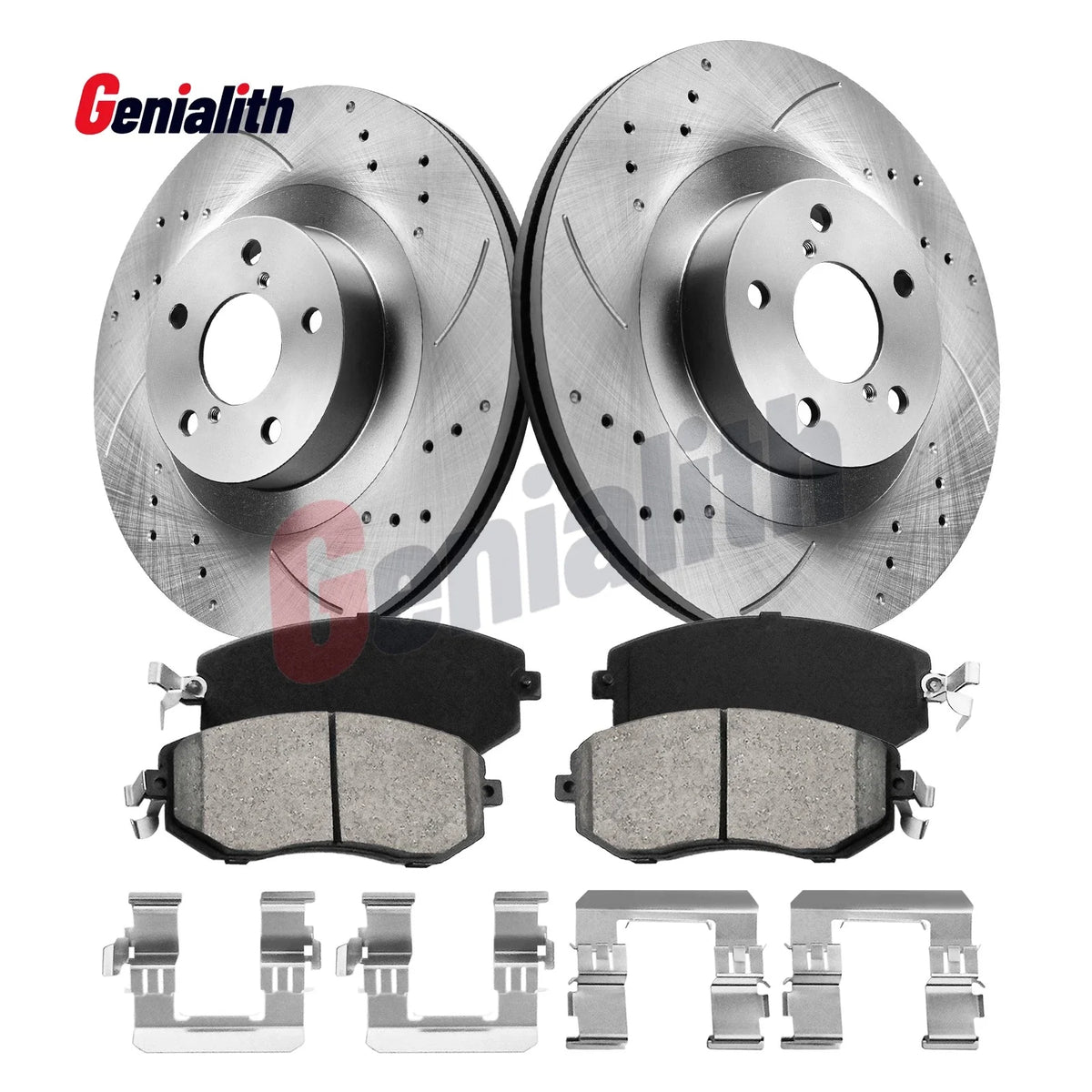 Set of 2 Front Slotted Brake Rotors & Brake Pads for Subaru Forester (2010–2018)