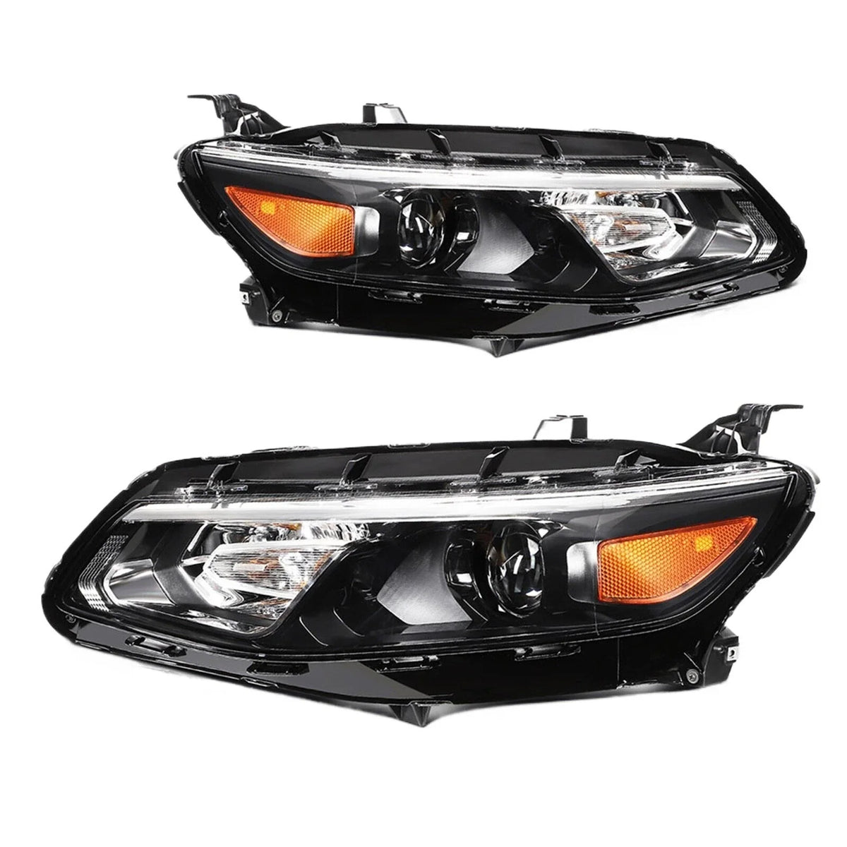 Halogen Headlight Assembly Pair for Chevy Malibu (2016–2018) LH+RH Black