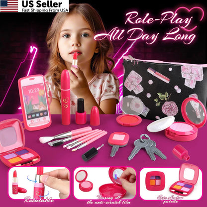 Pretend Makeup Kit for Girls - Child-size Play Set, Pink