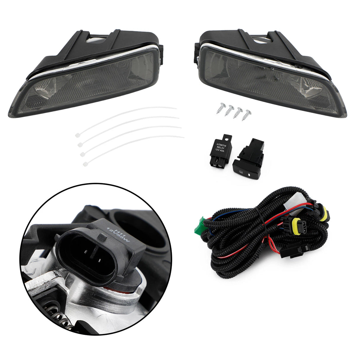 Black Lens Fog Lights + Switch for Honda Accord (2003–2007) / Acura TL (2004–2008) C115-217