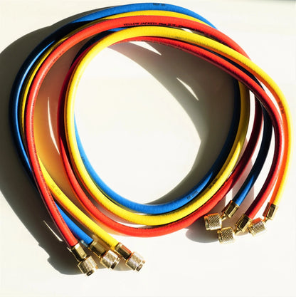 Set of 2 Yellow Jacket 60" HVAC Charging Hoses Standard Fittings
