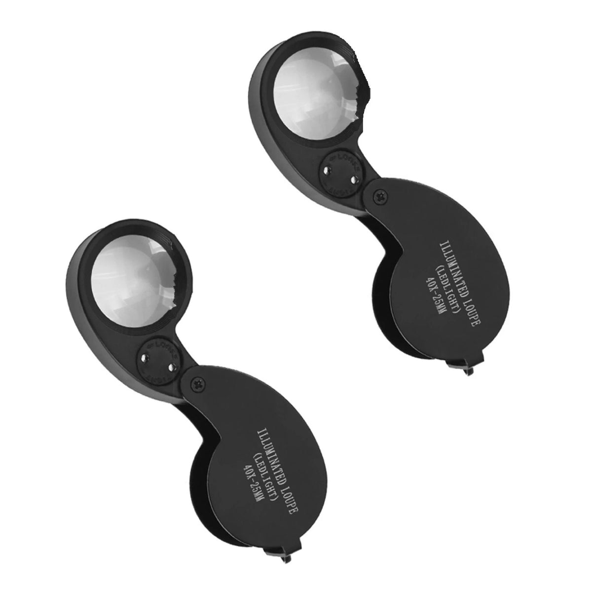 2Pcs Alloy 40X Magnification Loupe Jewelry Eye Glass Magnifier