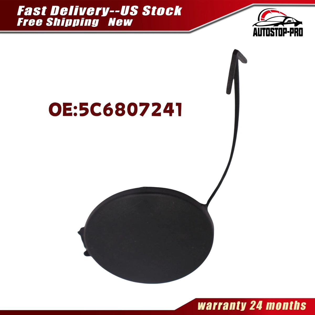 Front Tow Hook Eye Cover Cap for VW Jetta MK6 (2011–2014) 5C6807241, 5C6 807 241 B GRU