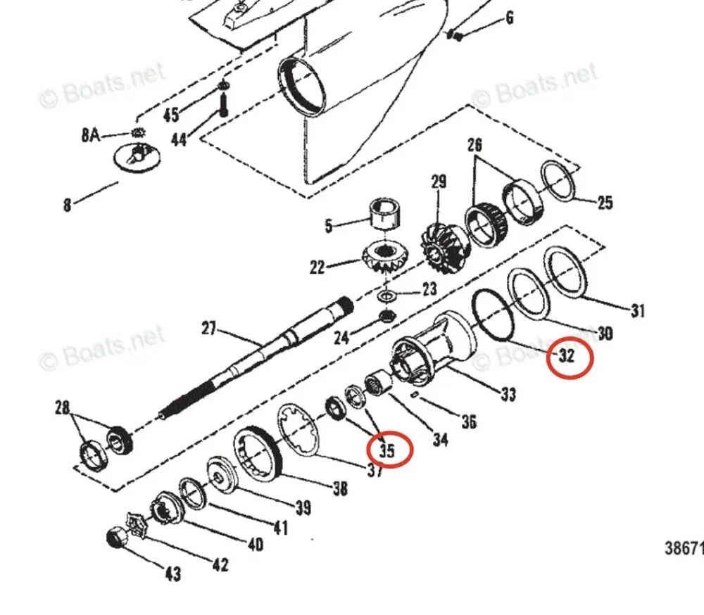 Lower Gearcase Seal & O-ring Set for Mercruiser Bravo II (54926, 25-34821)