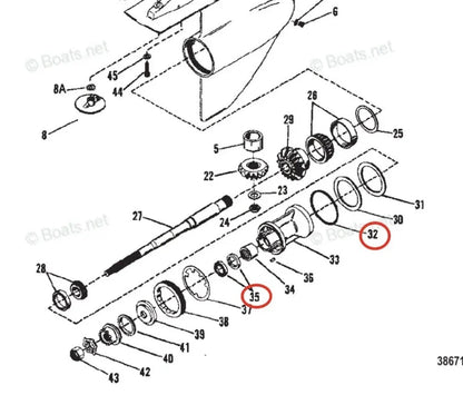 Lower Gearcase Seal & O-ring Set for Mercruiser Bravo II (54926, 25-34821)