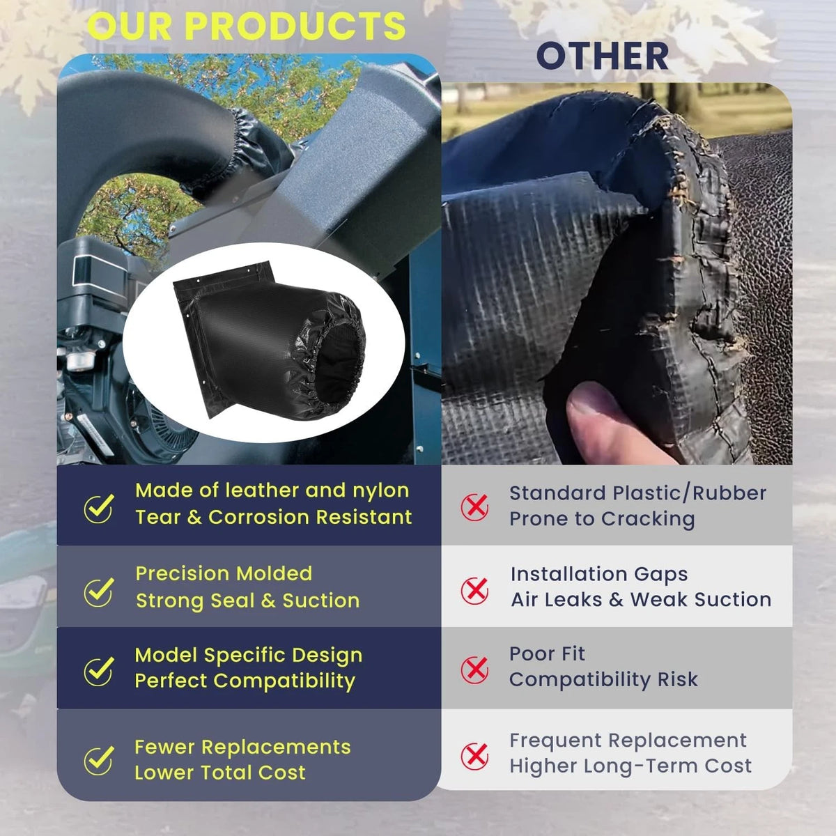 Leaf Vac Hard Top Boot for Agri-Fab MOW-N-VAC (Lawn Mower)