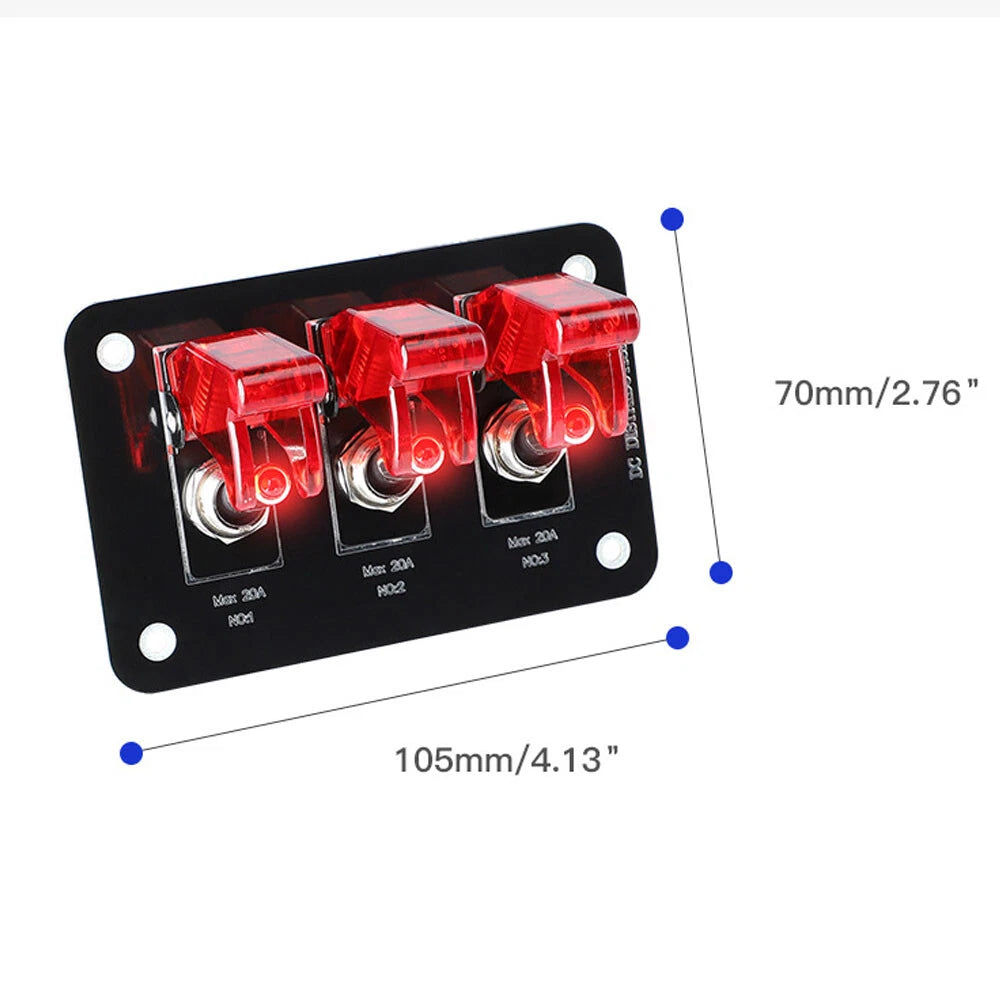 12-24V Red LED Rocker Ignition Switch Panel for Car Marine Boat