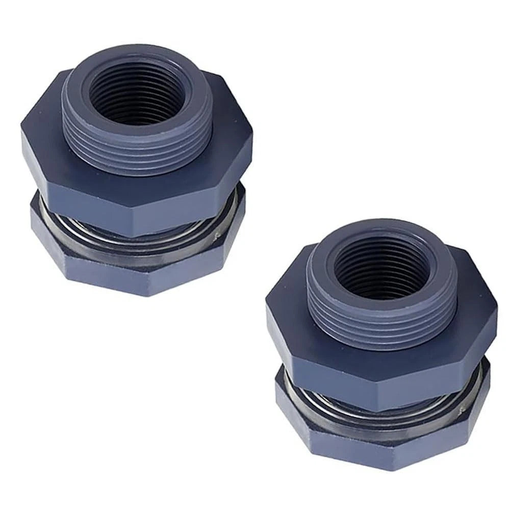 2X PVC Bulkhead Fitting 1 Inch / 1.5 Inch for Various Applications