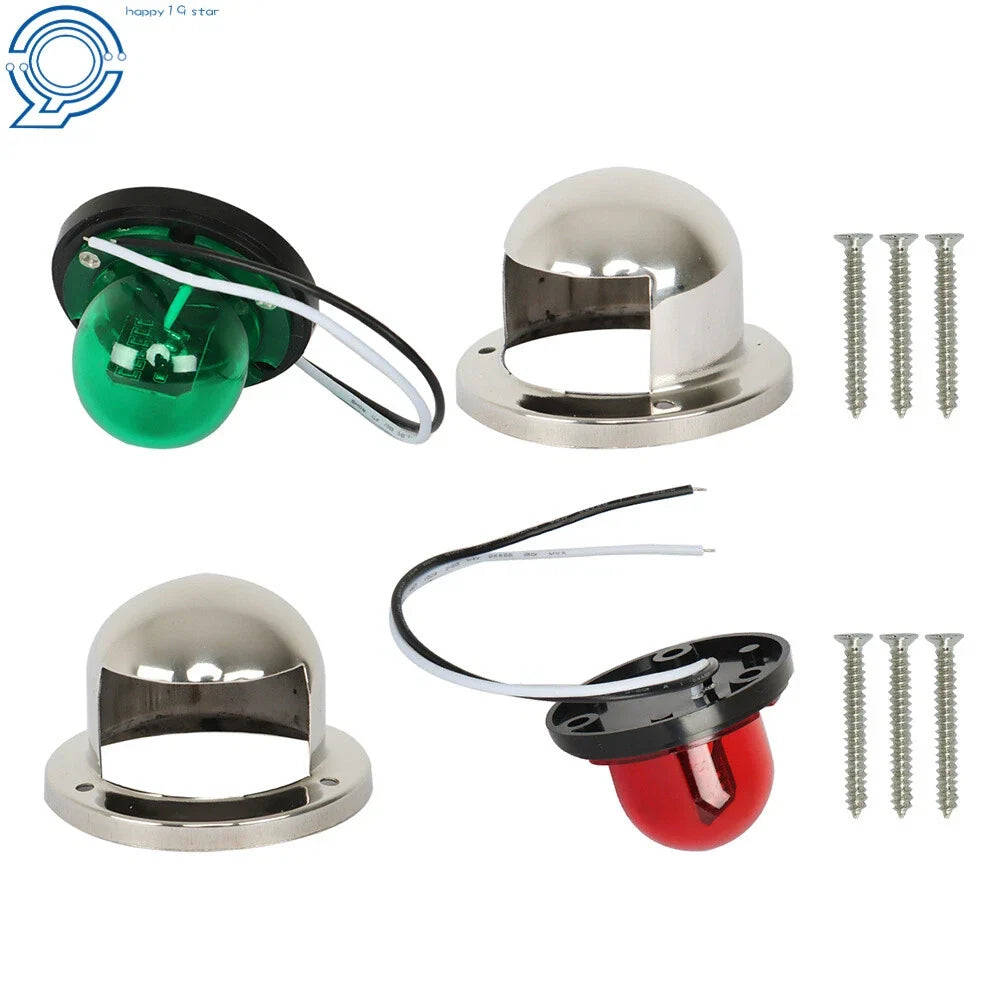 Pair of 12V Stainless Steel LED Bow Navigation Lights for Marine Boat (N/A)