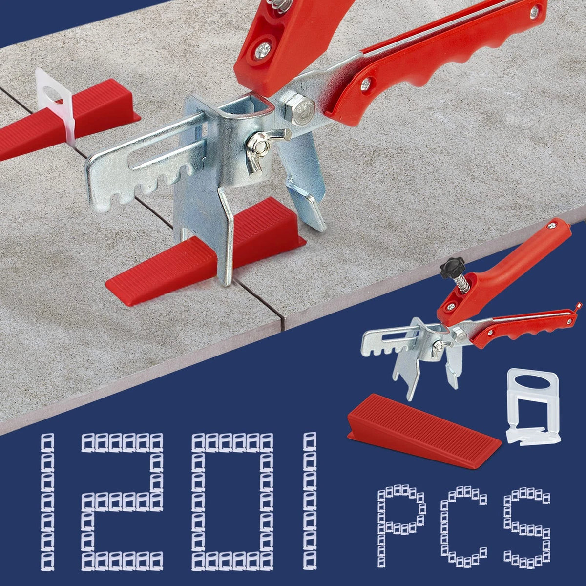 Tile Leveling System with Plier and 1000-Piece Spacers 1/16 Inch
