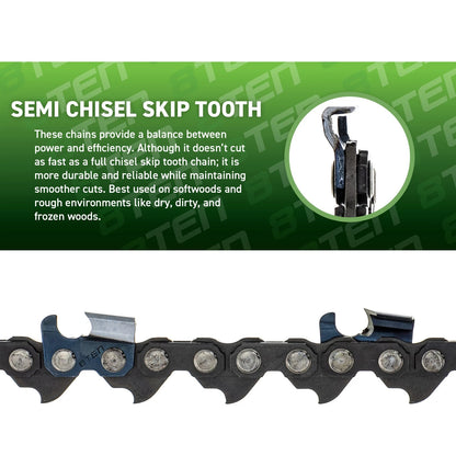 2X Semi Chisel Skip Tooth Chainsaw Chain 28 Inch for Echo (H47S-93, 501 84 26-93, 585550093, C83-93, H47-93)