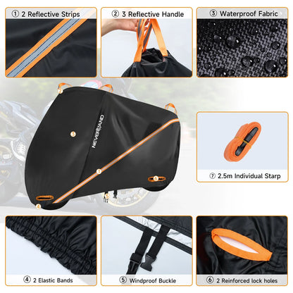 Motorcycle Cover L Waterproof Heavy Duty for Winter Storage (US)