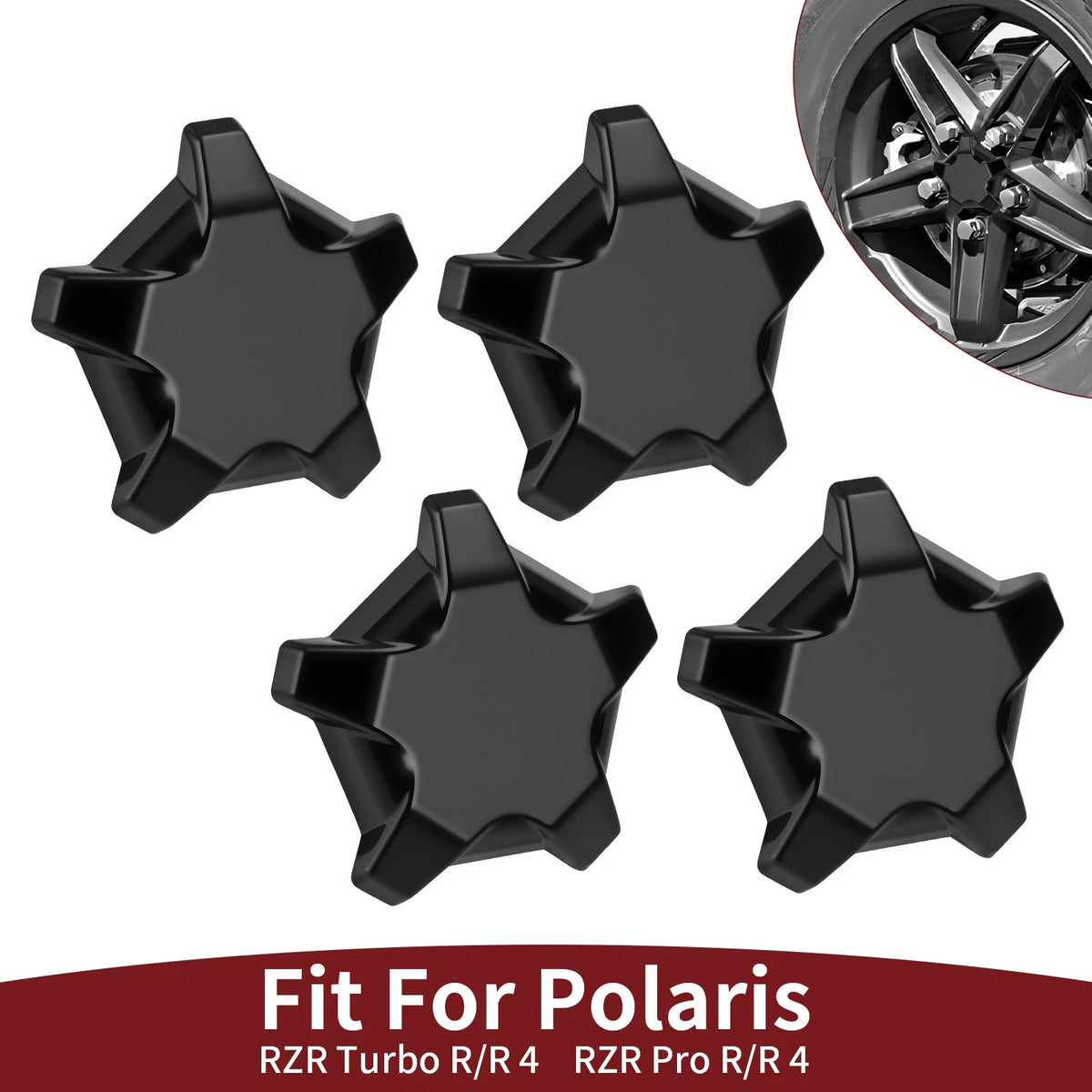 Set of 4 Matte Flash 5 Lug Rim Caps for Polaris RZR Pro R (2022–2024) 1523842-744