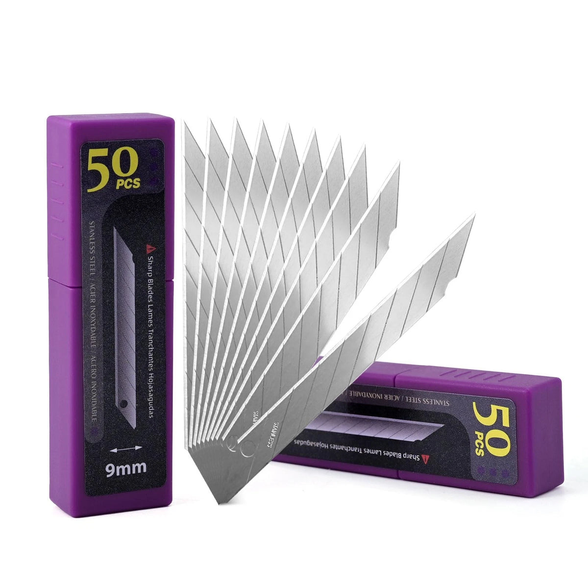 Set of 100 9mm Stainless Steel Snap Off Blades, 30 Degree