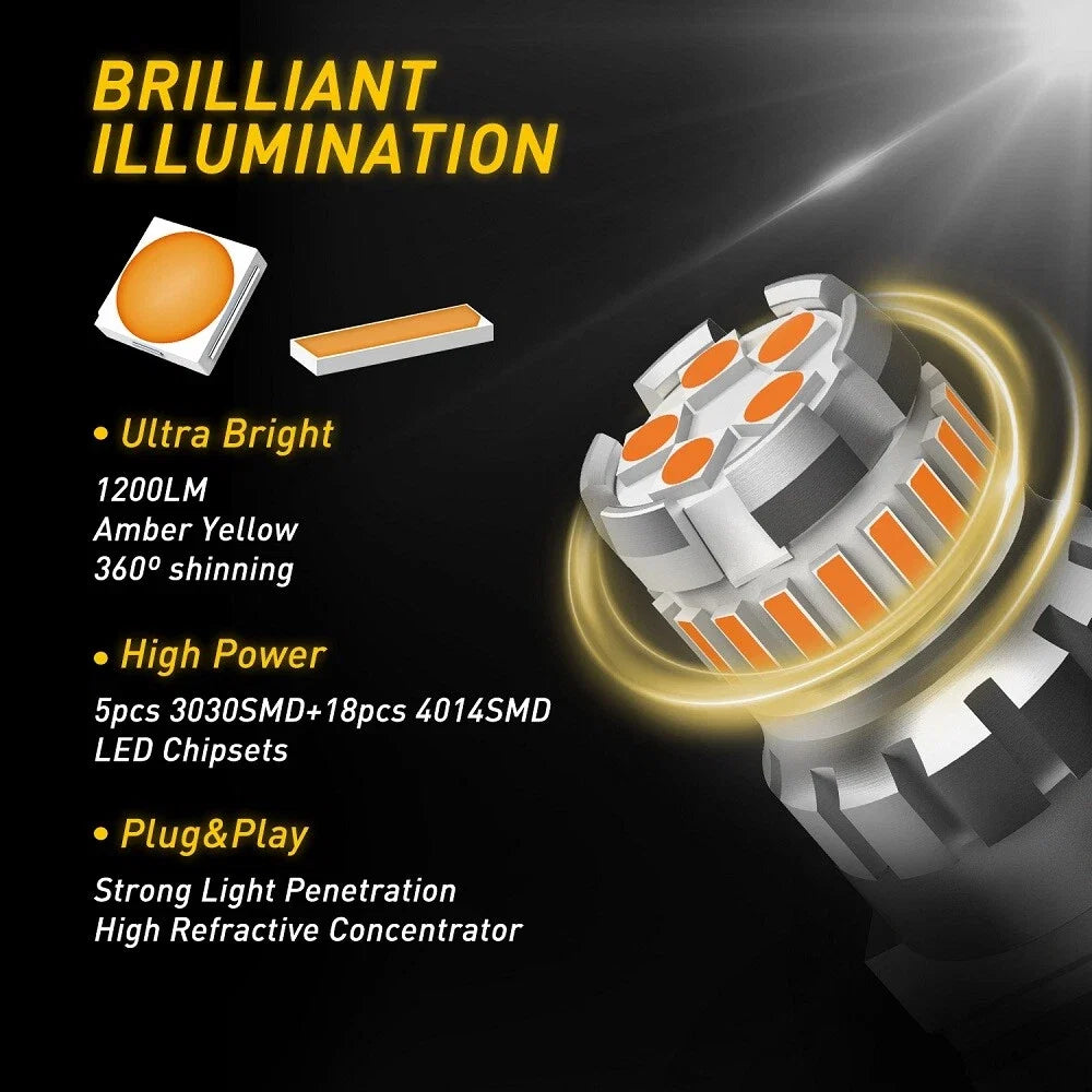 2X AUXITO Yellow Amber 3157 LED Turn Signal Bulb for